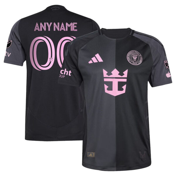 Inter Miami adidas Black 2025 Away Kit Authentic Custom Jersey